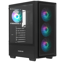 Корпус Powercase Mistral AY4B ARGb, Tempered Glass, 4x 120мм ARGb Fans, черный, ATX