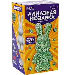 Алмазная мозаика на фигурке с полным заполнением «Зайка», зеленый 10225404