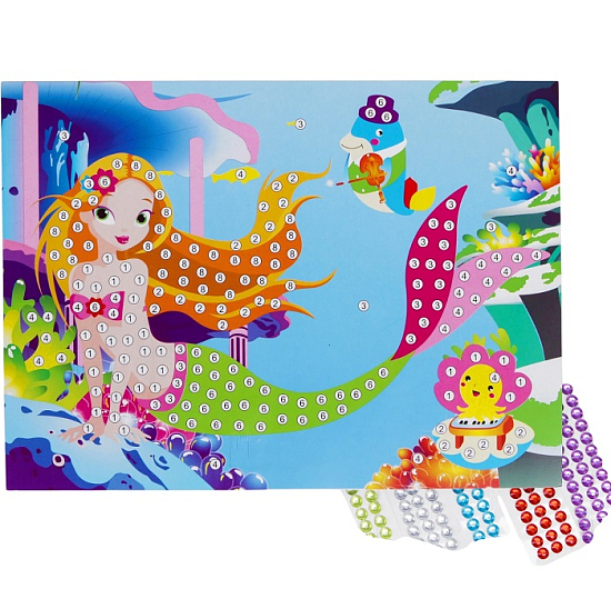 Аппликация круглыми стразами «Русалочка и друзья» 3857396