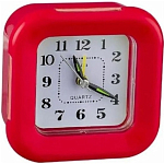 Часы-будильник PERFEO Quartz "PF-TC-003", квадратные 9,5*9,5 см, подсветка, красные