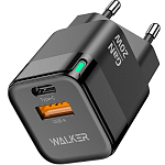 Сетевое ЗУ 1USB/1Type-C 3A WALKER WH-42 GaN, черное, 20Вт