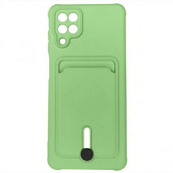 Задняя накладка ZIBELINO Card Holder для Samsung Galaxy A12 (салатовый) с выталкивателем