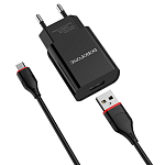 Сетевое ЗУ 1USB 2.1A BOROFONE BA20A, Sharp microUSB чёрный