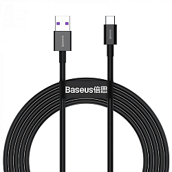 Кабель USB <--> Type-C  2.0м BASEUS Superior Series черный, 66W (CATYS-A01)