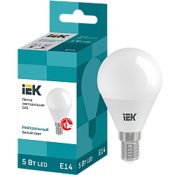 Лампа светодиодная IEK ECO G45 5W/4000К//Е14