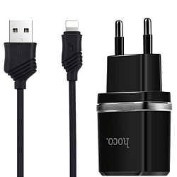 Сетевое ЗУ 2USB 2.4A HOCO C12 Lightning чёрный