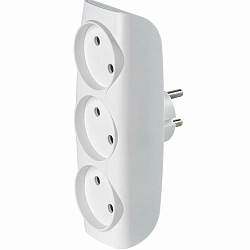 Тройник 3 гн. SMARTBUY SBE-10-A04w-3, белый, 10А