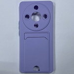 Силиконовый чехол BUTTON для Honor X9B (2024) лиловый , с карманом для пластик карт