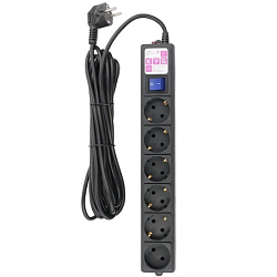 Сетевой удлинитель  5.0м POWER CUBE SPG6-B2, черный, 6 розеток, 16А, (3*1,5)