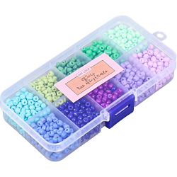 Бисер стекло 6/0 в шкатулке 10 делений "Сине-зелёный" 1 деление=10 гр 12,8х6,5х2,2 см   9359050