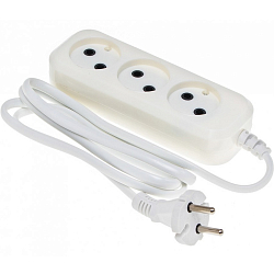 Сетевой удлинитель  1.5м BURO BU-PSL3.1/W 3 розетки, белый (пакет ПЭ)