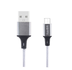 Кабель USB <--> microUSB  1.0м FAISON HX14 ALUM ткань, белый