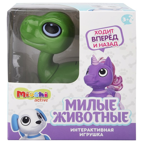 Интерактивная игрушка Mioshi Active "Милые животные: Динозаврик" (13 см, свет, звук, подвиж., зел.)