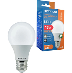 Лампа светодиодная KRONUS A60 15W/3000K/E27 тёплый свет (10/100)
