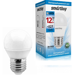 Лампа светодиодная SMARTBUY G45 12W/6000K/E27 (холодный свет)