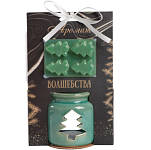 Набор: аромалампа для эфирных масел, мелтсы из воска ароматические «Ёлочка», зелёная, 7.5×7.5×8 см 10323632