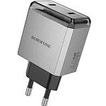 Сетевое ЗУ 2Type-C BOROFONE BN21 PD40W metal gray