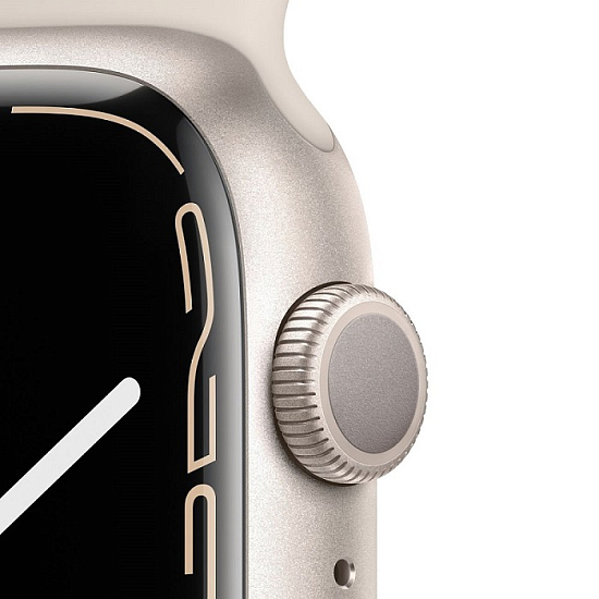 Часы Apple Watch Series 7 GPS, 45 мм, (MKN63) Starlight, Sport Band (LL) (Уценка)