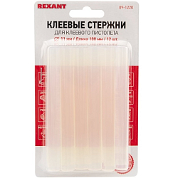 Клеевые стержни REXANT, 11,3 мм, 100 мм, прозрачные (упак. 12 шт) (блистер)
