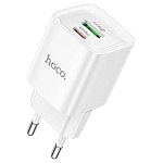 Стевое ЗУ 1USB/1Type-C 3A HOCO C147A, белый, кабель Type-C-Lightning, PD20Вт