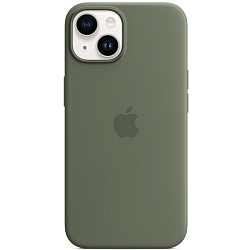 Силиконовый чехол SILICONE CASE для iPhone 14 Olive (MagSafe + анимация NFC Clear) c LOGO