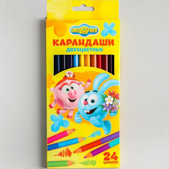 Карандаши Смешарики 24 цв, заточенные, трехгранные