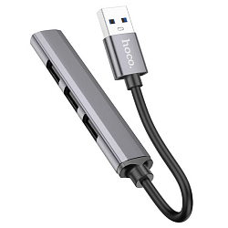 USB-Хаб HOCO HB26, 3хUSB2.0, 1хUSB3.0, серебряный
