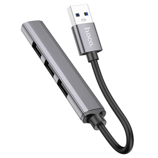 USB-Хаб HOCO HB26, 3хUSB2.0, 1хUSB3.0, серебряный