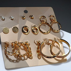 Серьги набор 8 пар "Цепи" змеиный рисунок, d=4, цвет золота