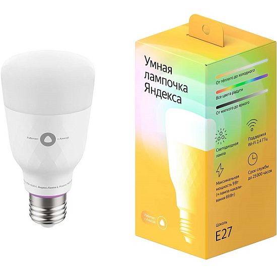 Умная лампочка Яндекс YNDX-00010, RGB, E27, 9w