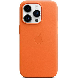 Задняя накладка LEATHER CASE MAGSAFE для iPhone 14 PRO оранжевый (С АНИМАЦИЕЙ)