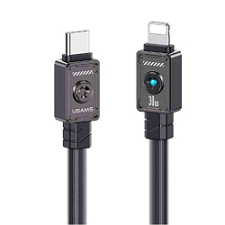 Кабель Ligtning <--> Type-C  1.2м USAMS US-SJ685 Mecha Series, черный, 30Вт