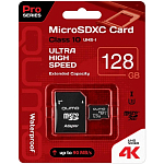Micro SD 128Gb QUMO Class 10 UHS-I U3 черный adp