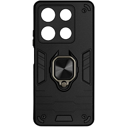 Силиконовый чехол DF для Infinix Note 30 Pro (4G) DF inArmor-11 (black) с кольцом и метллической пластиной для магнитного держателя