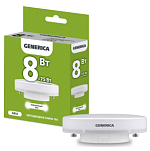 Лампа светодиодная GENERICA T80 таблетка 8W/4000К/GX53