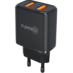 Сетевое ЗУ 2USB 2.4A FUMIKO CH14 черное, MicroUSB