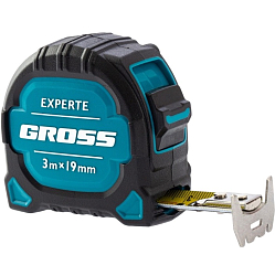 Рулетка Experte, 3 м x 19 мм GROSS, двухкомпон. корпус, магнит, двухстор. разметка, нейлон//32574