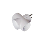 Тройник TOKER 3T16, 3 гн. б/з 16А, АБС, белый, в инд. упаковке