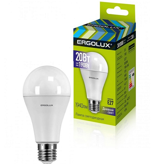 Лампа светодиодная ERGOLUX A65 20W/6500K/E27 NEW