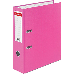 Папка-регистратор BRAUBERG с покрытием из ПВХ, 80 мм, с уголком, розовая (удв. срок службы), 227195