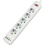 Сетевой фильтр  3.0м AGNI 5 розеток, 3xUSB, 1xType-C, белый