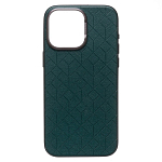 Задняя накладка SM089 SafeMag экокожа  для iPhone 15 Pro Max (green)