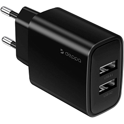 Сетевое ЗУ 2USB2.4A DEPPA, черный (11486)