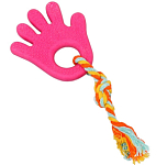 Игрушка жевательная с канатом для собак "Ладошка", 10 см, розовая 6257018