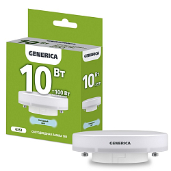 Лампа светодиодная GENERICA T80 таблетка 10W/6500К/GX53
