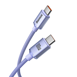 Кабель Type-C <--> Type-C  2.0м BASEUS CAJY000705 Crystal Shine, фиолетовый, 5A