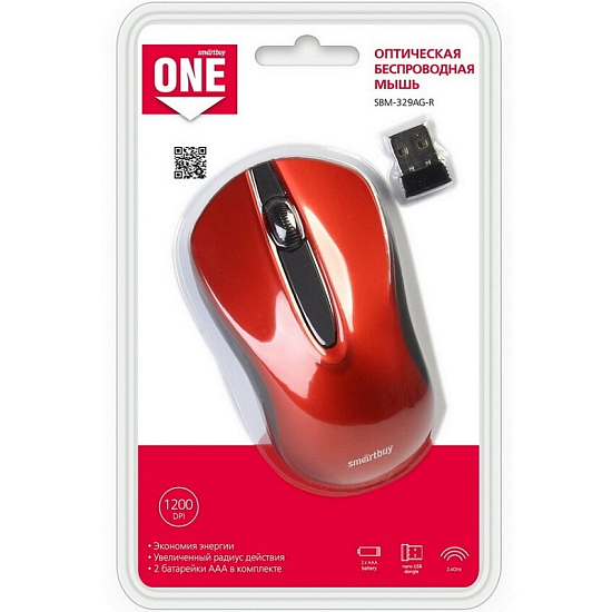 Мышь БП SMARTBUY ONE 329AG-R красная