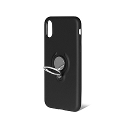 Силиконовый чехол DF для iPhone XR iRing-02 (black) с кольцом