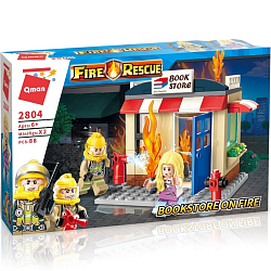 Конструктор QMAN Пожарные службы: Спасение книжного магазина (88 дет.)
