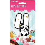 Свеча-цифра для торта "Панда" 4, с рисунком, белая